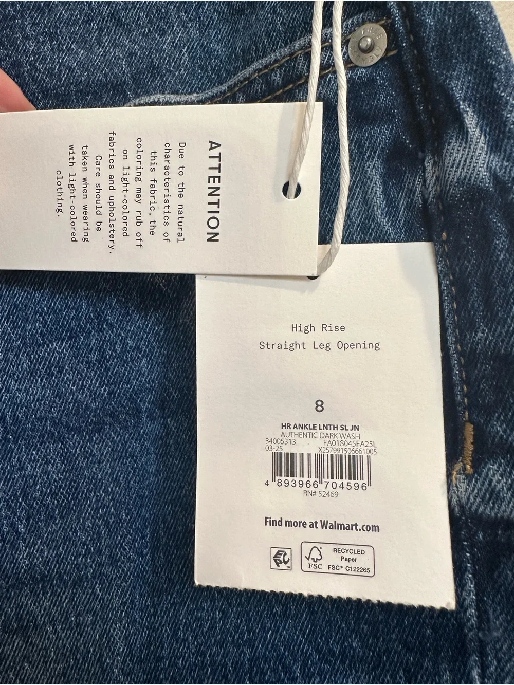 NWT Free Assembly High Rise Straight Leg Jeans 2 Pair Size 8 Dark/Indigo Wash